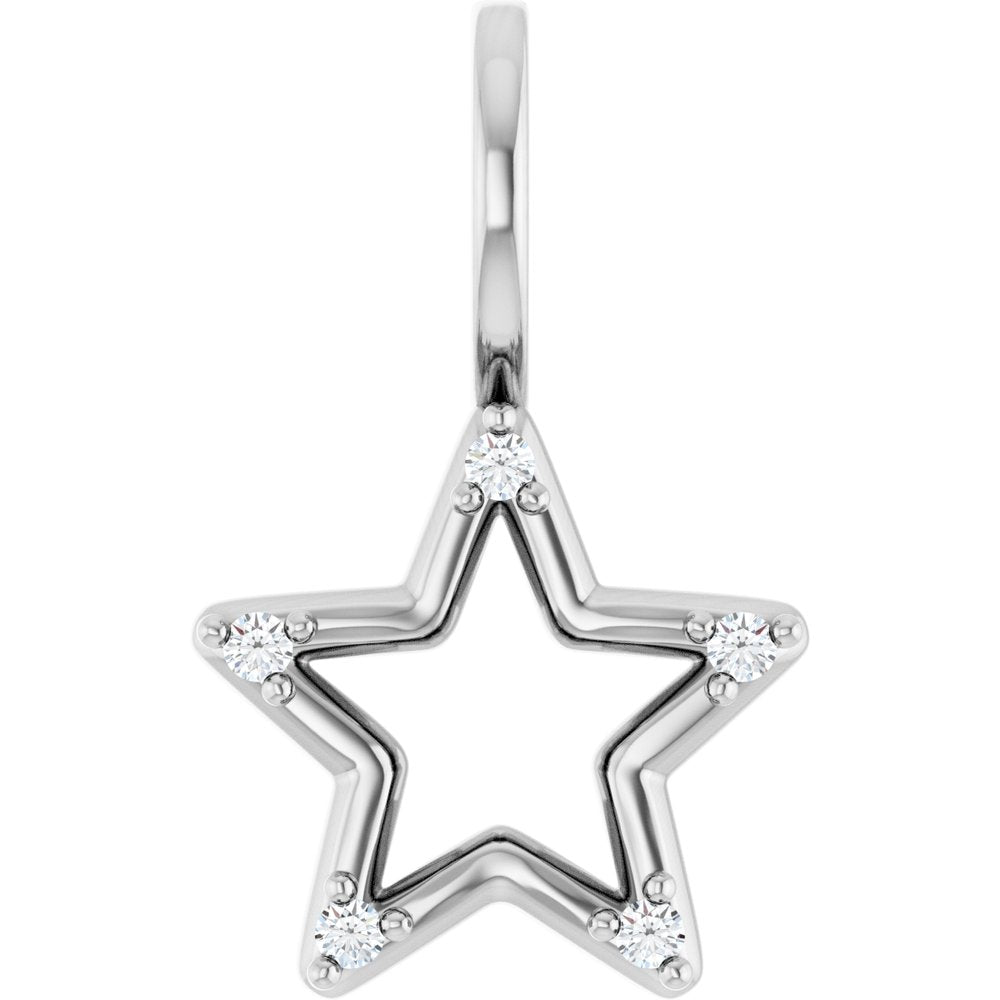 14K White .03 CTW Natural Diamond Star Charm/Pendant