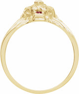 14K Yellow .06 CTW Natural Diamond & Natural Ruby Lion Head Ring