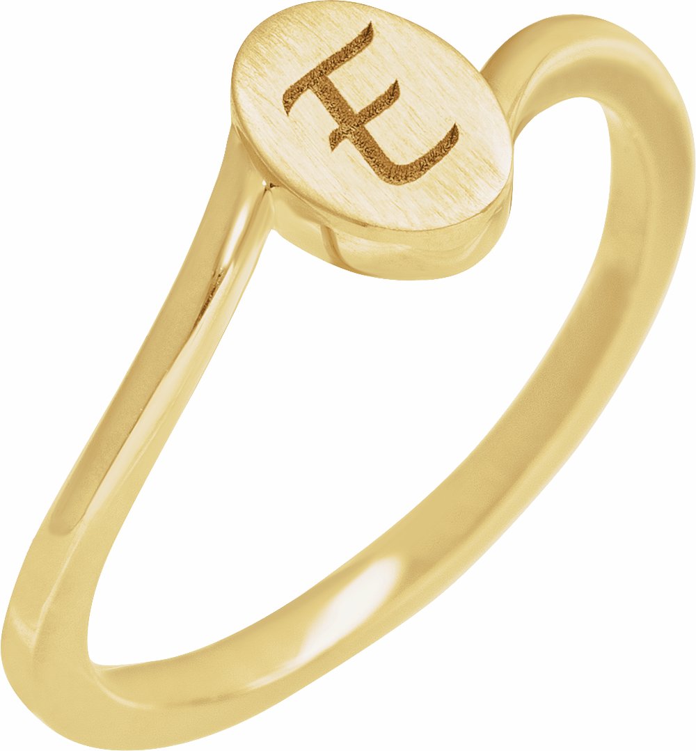 14K Yellow Engravable Oval Signet Ring
