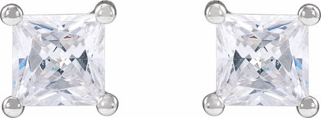 14K White 3.9 mm Square 3/4 CTW Lab-Grown Diamond Earrings