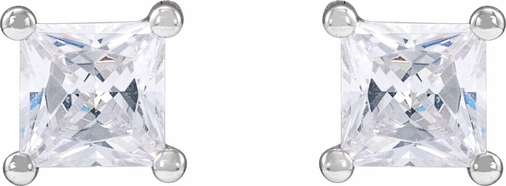 14K White 3.9 mm Square 3/4 CTW Lab-Grown Diamond Earrings