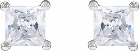 14K White 3.9 mm Square 3/4 CTW Lab-Grown Diamond Earrings