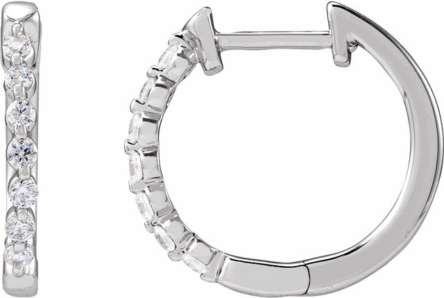 14K White Gold 1/5 CTW Lab-Grown Diamond Hoop Earrings