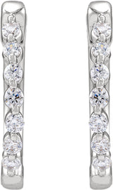 14K White 1/5 CTW Lab-Grown Diamond Hoop Earrings