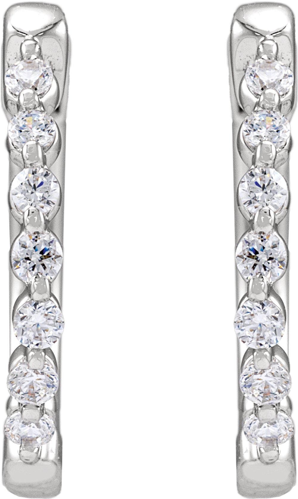 14K White 1/5 CTW Lab-Grown Diamond Hoop Earrings