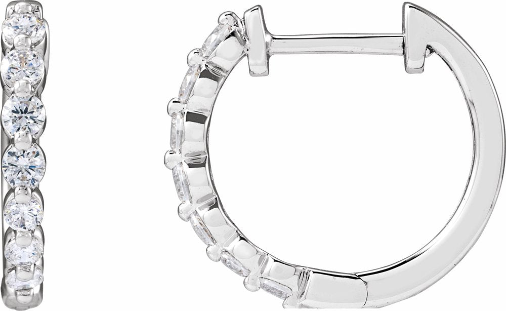 14K White 1/2 CTW Lab-Grown Diamond Hoop Earrings