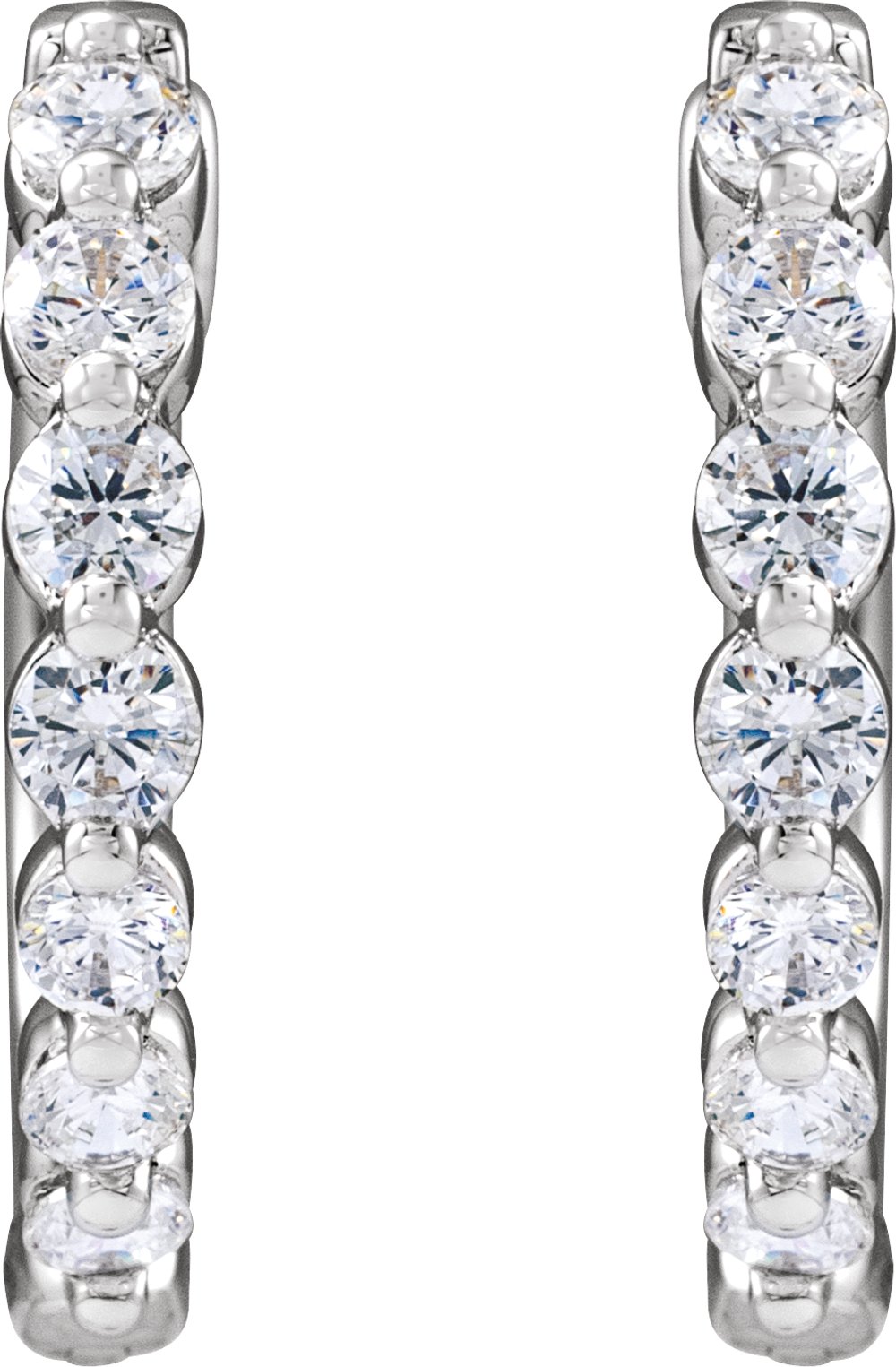 14K White 1/2 CTW Lab-Grown Diamond Hoop Earrings