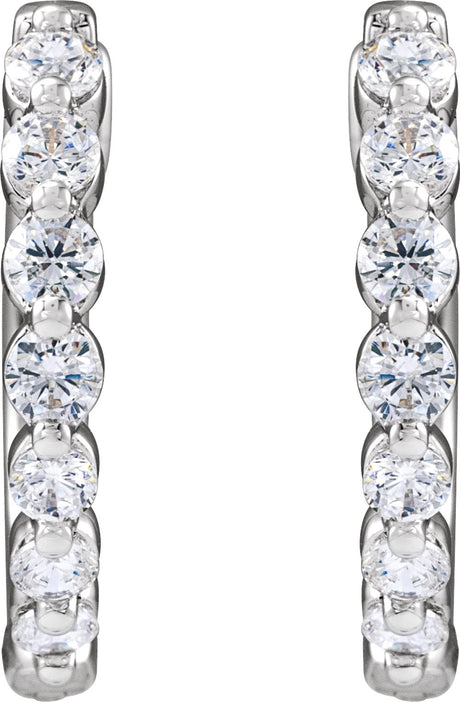 14K White Gold 1/2 CTW Lab-Grown Diamond Hoop Earrings