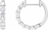 14K White 1 CTW Lab-Grown Diamond Hoop Earrings