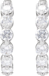 14K White 1 CTW Lab-Grown Diamond Hoop Earrings