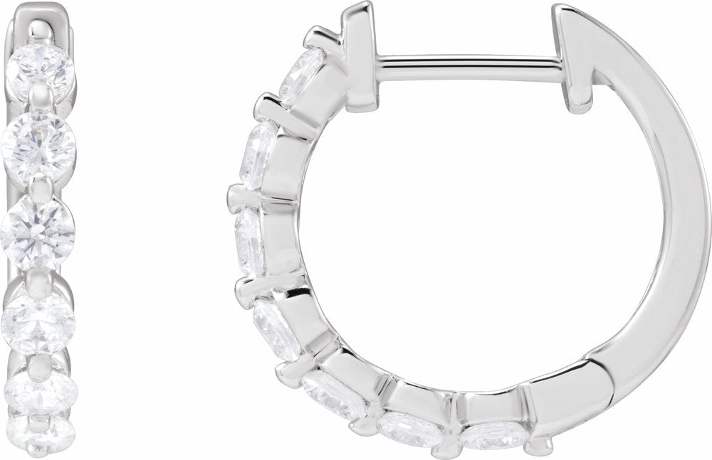 14K White 3/4 CTW Lab-Grown Diamond Hoop Earrings