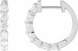 14K White 3/4 CTW Lab-Grown Diamond Hoop Earrings