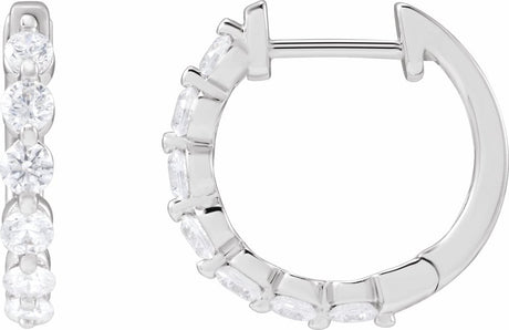 14K White 3/4 CTW Lab-Grown Diamond Hoop Earrings