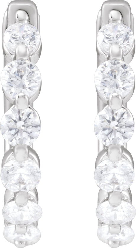 14K White 3/4 CTW Lab-Grown Diamond Hoop Earrings