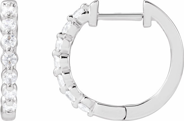 14K White 1/3 CTW Lab-Grown Diamond Hoop Earrings