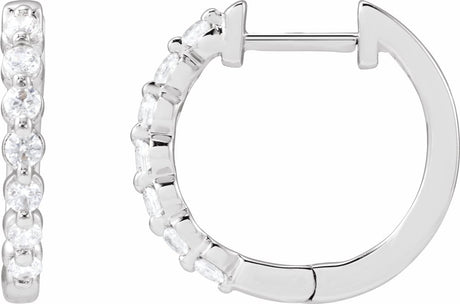 14K White 1/3 CTW Lab-Grown Diamond Hoop Earrings