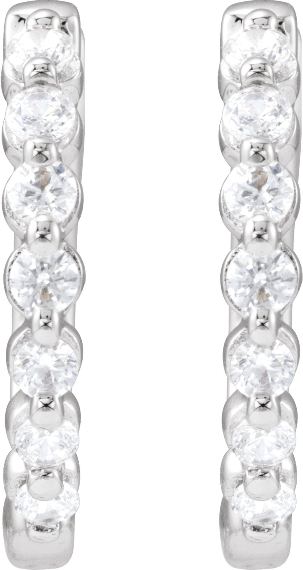 14K White 1/3 CTW Lab-Grown Diamond Hoop Earrings