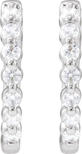 14K White 1/3 CTW Lab-Grown Diamond Hoop Earrings