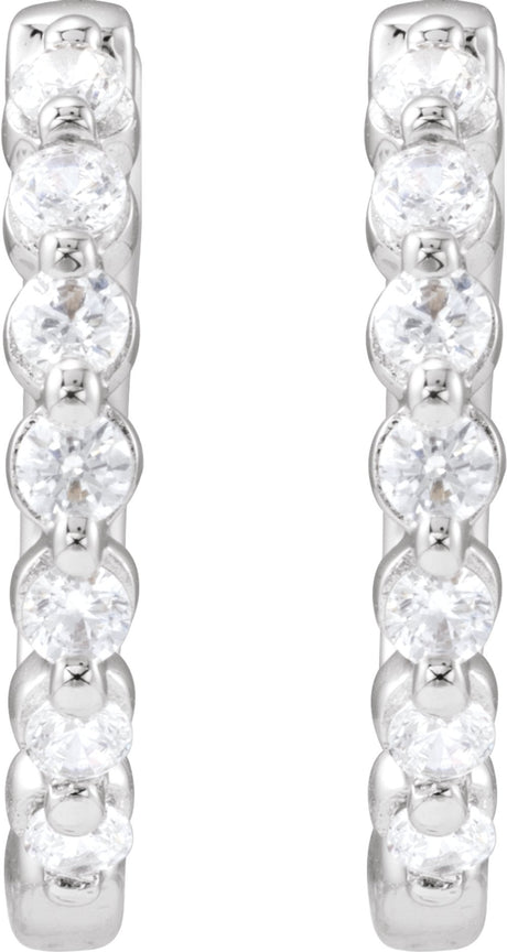 14K White Gold 1/3 CTW Lab-Grown Diamond Hoop Earrings