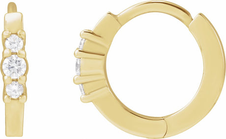 14K Yellow 1/8 CTW Natural Diamond Hinged 13.08 mm Hoop Earrings