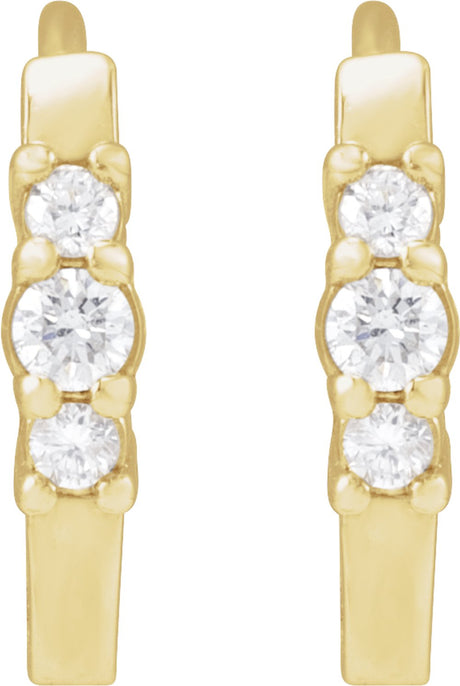 14K Yellow 1/8 CTW Natural Diamond Hinged 13.08 mm Hoop Earrings