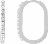 14K White Gold Natural White Sapphire 20 mm Hoop Earrings