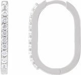 14K White Gold Natural White Sapphire 20 mm Hoop Earrings