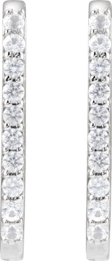 14K White Gold Natural White Sapphire 20 mm Hoop Earrings