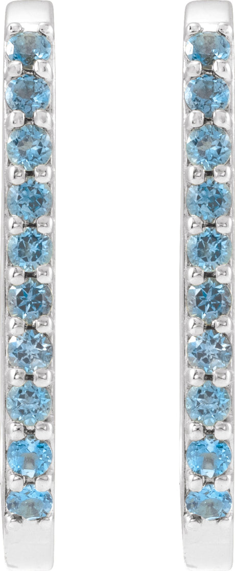 Sterling Silver Natural London Blue Topaz 20 mm Hoop Earrings
