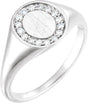 14K White 1/6 CTW Natural Diamond Halo-Style  Signet Ring