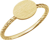 14K Yellow Be Posh® Engravable Rope Signet Ring