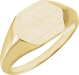 14K Yellow Gold 12x10 mm Geometric Signet Ring