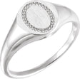 Sterling Silver 10x8 mm Oval Beaded Signet Ring  