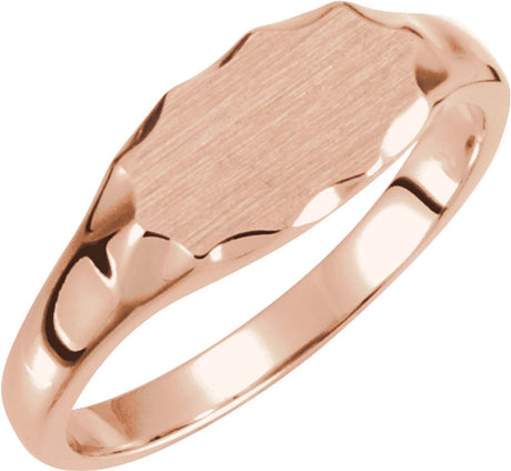 10K Rose 11.2x6.7 mm Oval Signet Ring 