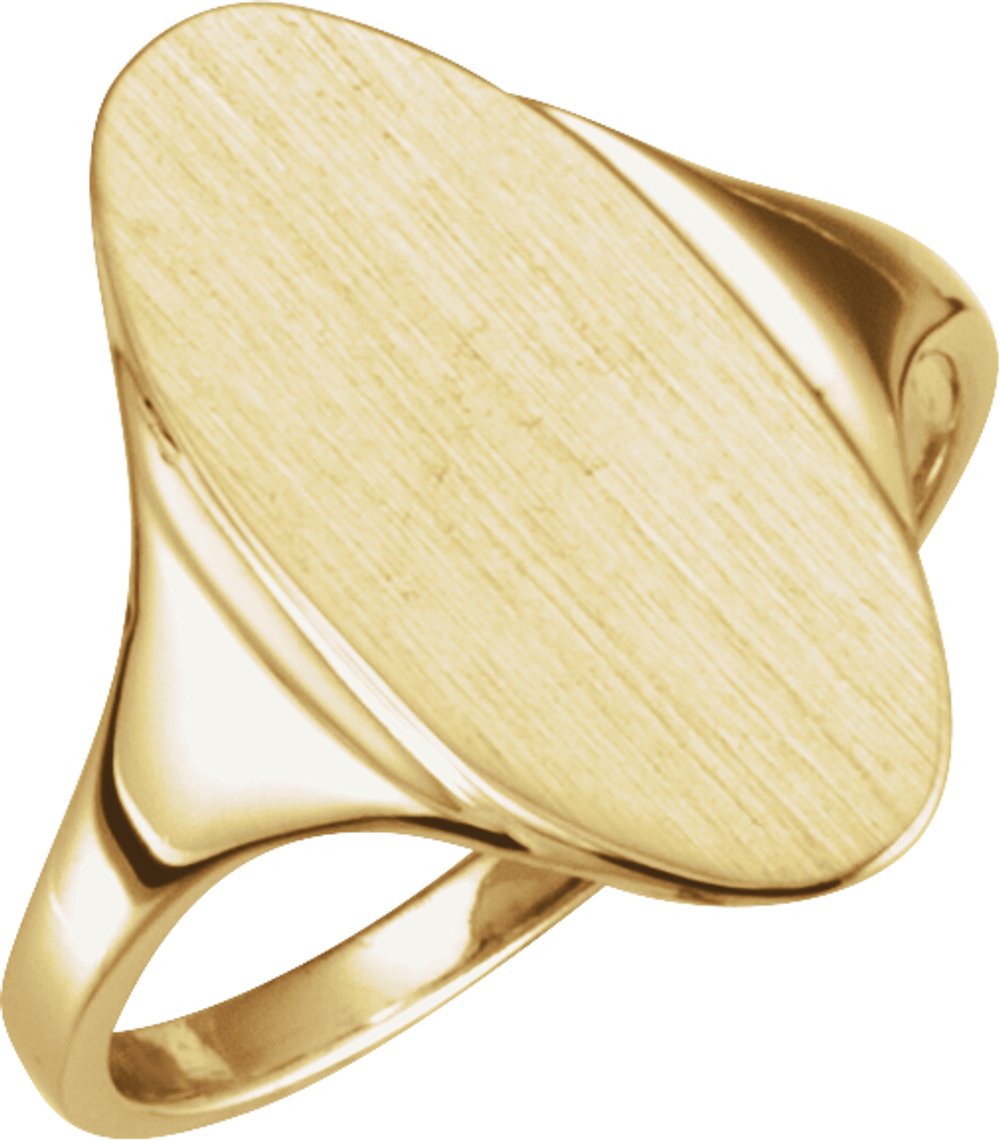 14K Yellow Gold Oval Signet Ring