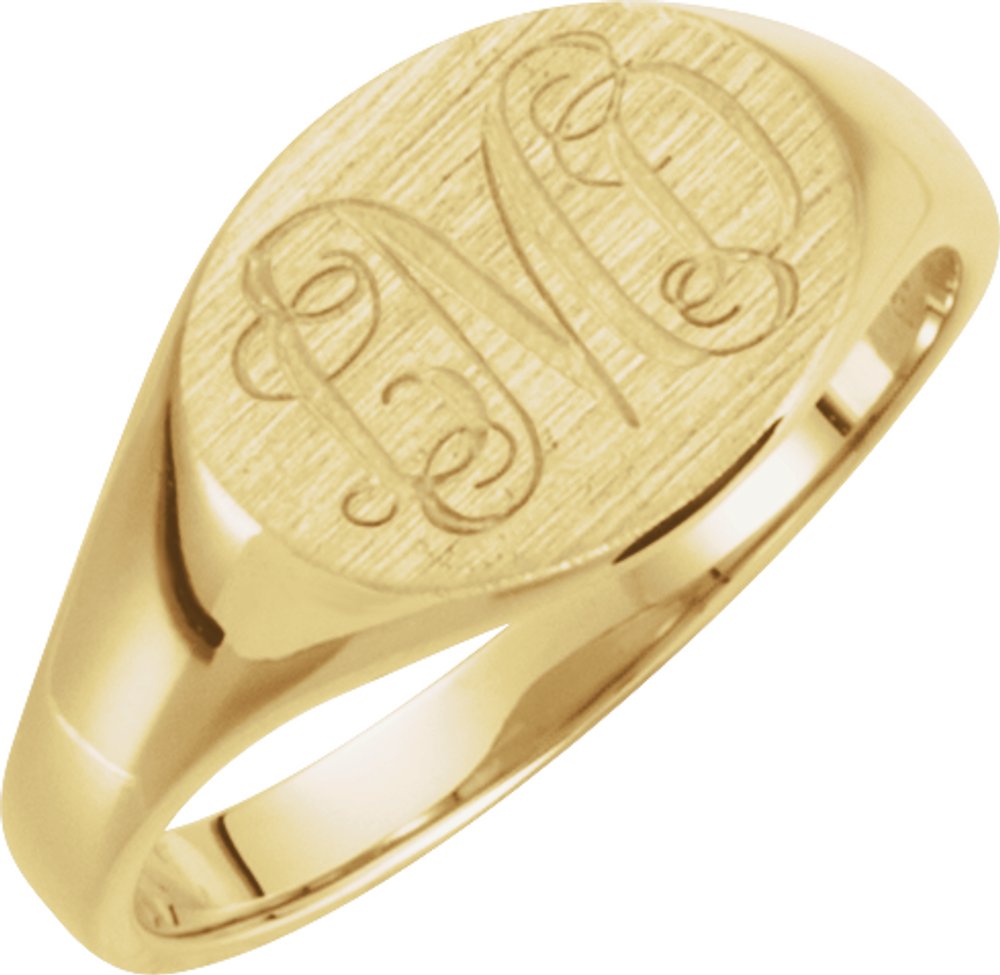 14K Yellow 12x9 mm Oval Signet Ring