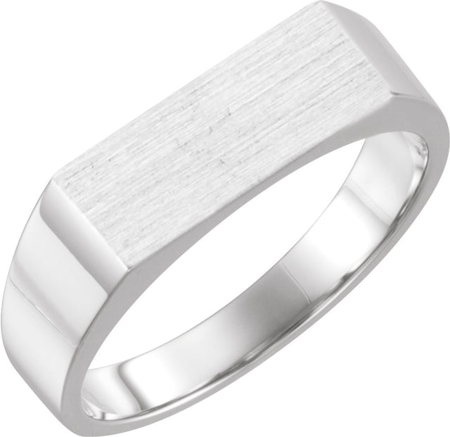 14K White Rectangle Signet Ring