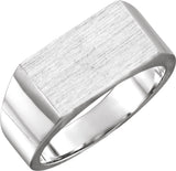 14K White Gold Rectangle Signet Ring