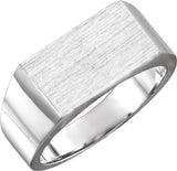14K White Rectangle Signet Ring