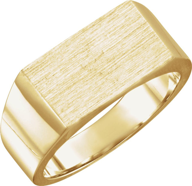 14K Yellow Gold Rectangle Signet Ring