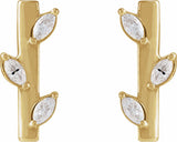 14K Yellow 1/10 CTW Natural Diamond Floral Bar Earrings