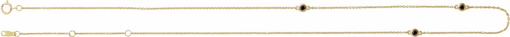14K Yellow 1/5 CTW Natural Black Diamond 3-Station 16-18" Necklace