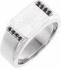 14K White Gold 1/10 CTW Natural Black Diamond Signet Ring