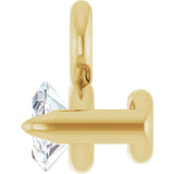 14K Yellow .08 CT Lab-Grown Diamond 2-Prong Claw Dangle