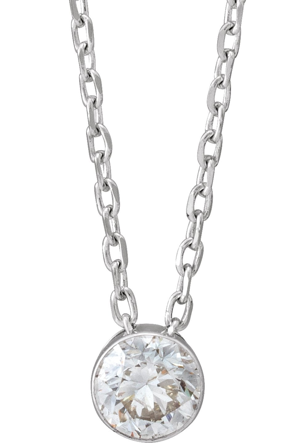 14K White 1/4 CTW Natural Diamond Ultra-Lightweight 16-18" Necklace