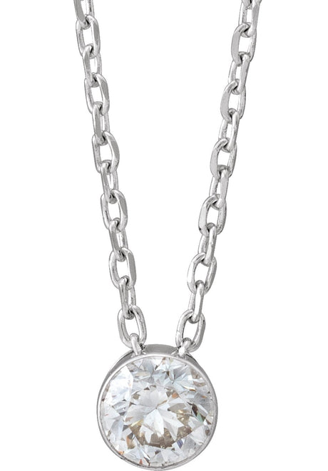 14K White 1/4 CTW Natural Diamond Ultra-Lightweight 16-18" Necklace