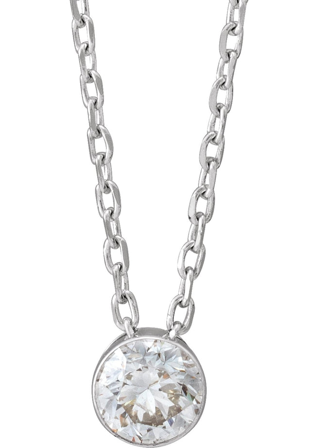 14K White 1/4 CTW Natural Diamond Ultra-Lightweight 16-18" Necklace