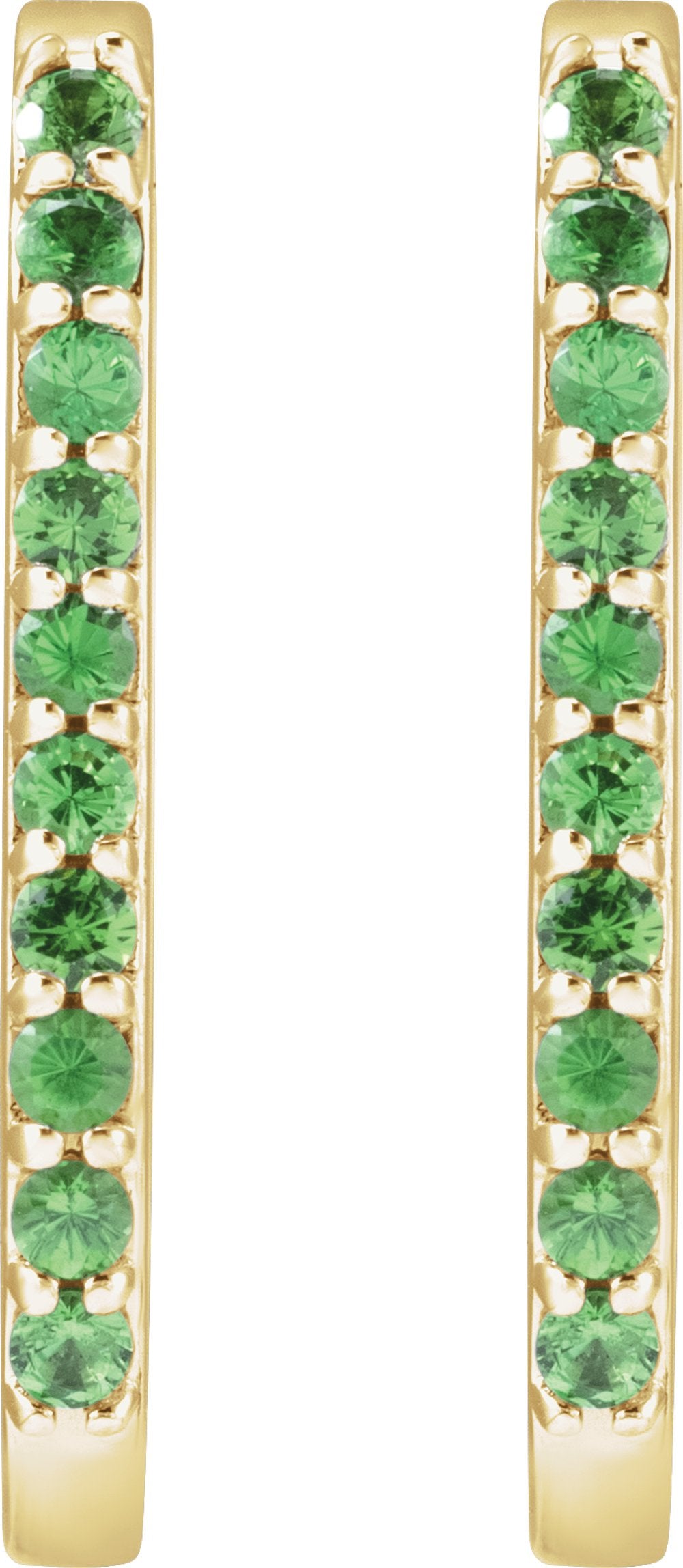 14K Yellow Natural Tsavorite Garnet 20 mm Hoop Earrings