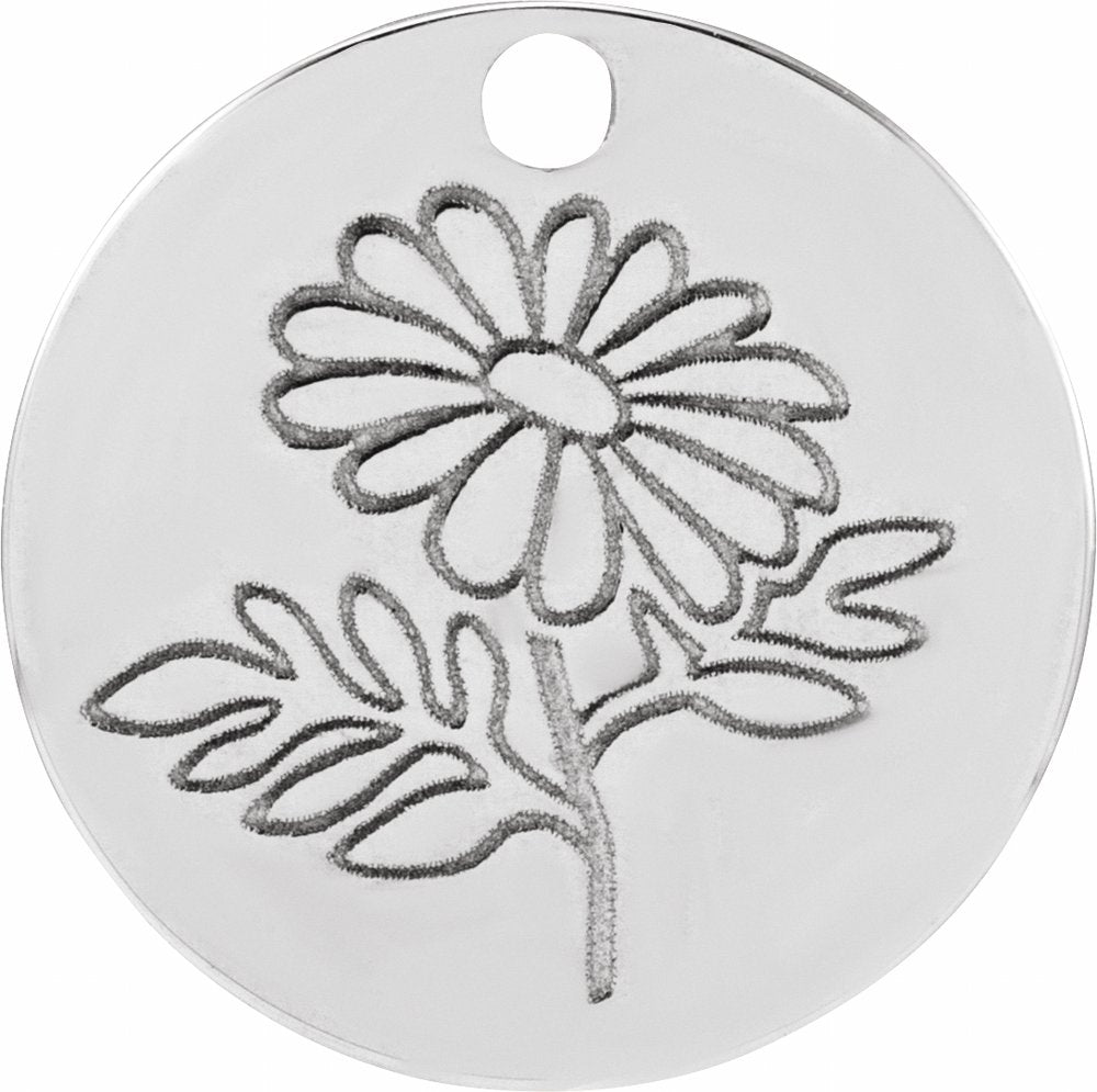 14K White April Daisy Flower Dangle 