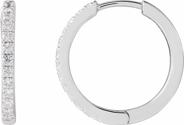 14K White Gold 1/3 CTW Lab-Grown Diamond 16.3 mm Hoop Earrings